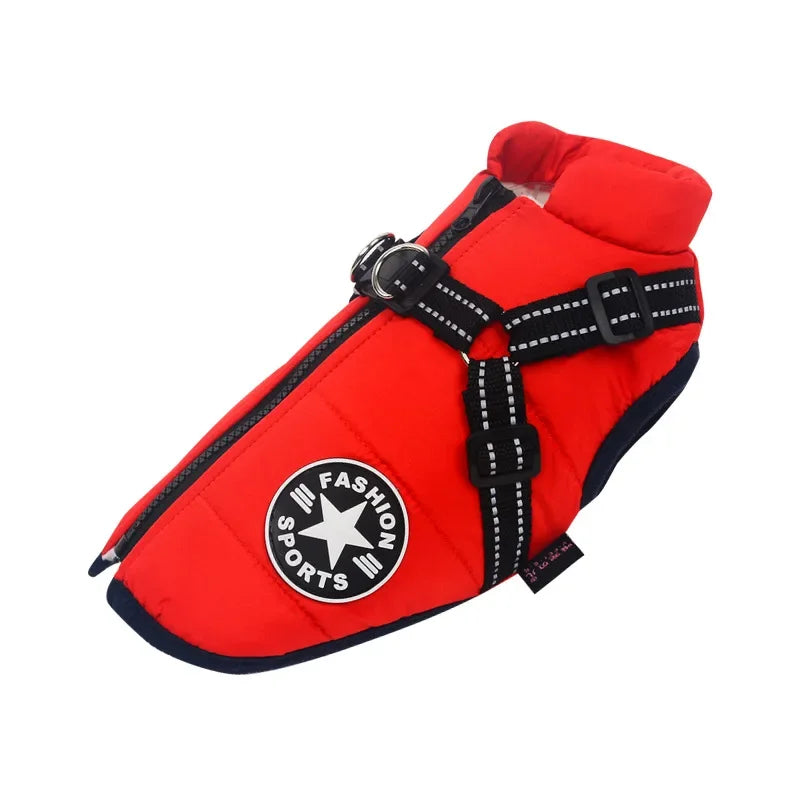Waterproof Winter Dog Jacket with Harness – Warm Pet Coat for Large & Small Dogs (Labrador, French Bulldog, Chihuahua)