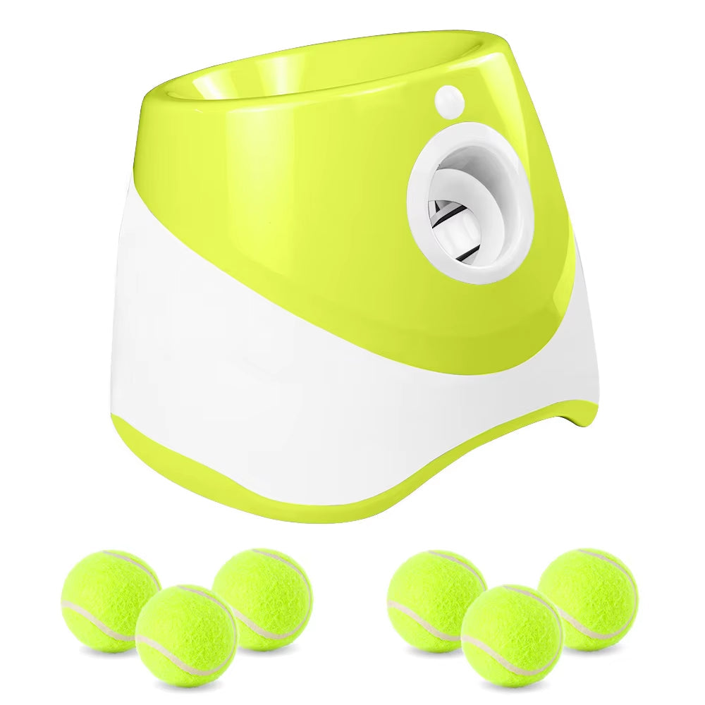 Automatic Dog Tennis Ball Launcher - Rechargeable Interactive Toy with 6 Balls for Endless Fun"