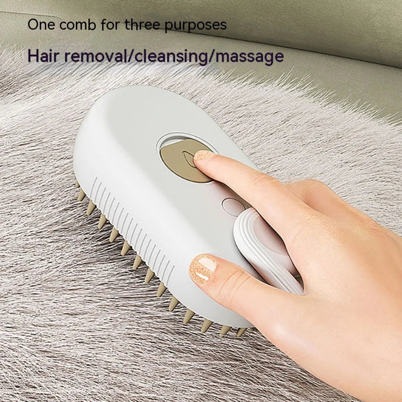 3-in-1 Steamy Pet Brush – Electric Spray Grooming Comb for Cats & Dogs | Hair Removal, Massage & Detangling