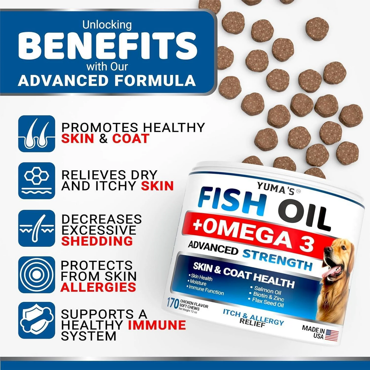 Omega 3 Fish Oil for Dogs – 2 Pack Skin & Coat Supplement for Itchy Skin, Shedding, Hot Spots & Dry Skin Relief