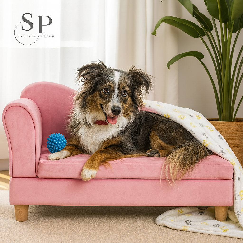 30" Pet Sofa with Hidden Storage – Soft Tufted Dog Couch for Small Dogs & Cats up to 30 lbs, Velvet, Modern Raised Bed with Cushion