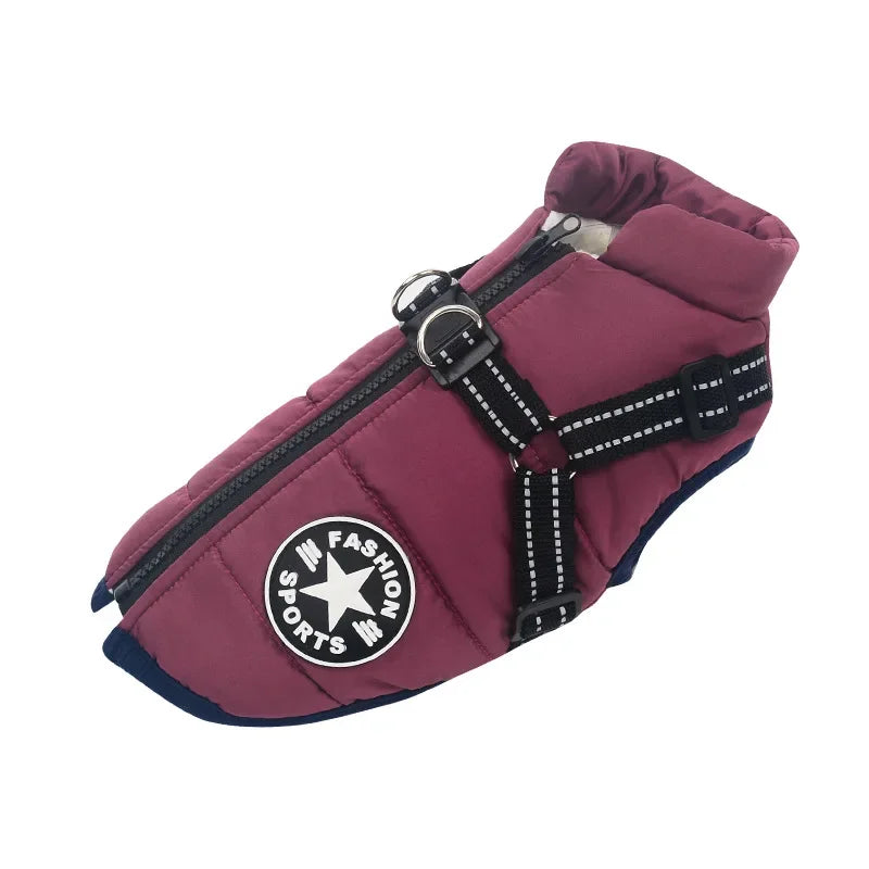 Waterproof Winter Dog Jacket with Harness – Warm Pet Coat for Large & Small Dogs (Labrador, French Bulldog, Chihuahua)
