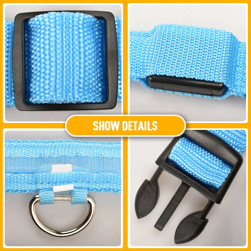 LED Dog Collar – Adjustable Light Up, Glow-in-the-Dark, Waterproof Safety Collar with 3 Flash Modes (XS–XL, Multiple Colors)