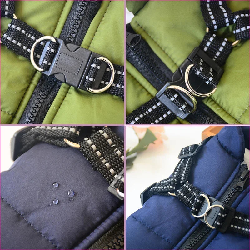Waterproof Winter Dog Jacket with Harness – Warm Pet Coat for Large & Small Dogs (Labrador, French Bulldog, Chihuahua)