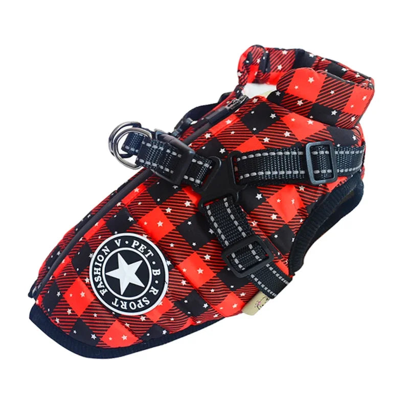 Waterproof Winter Dog Jacket with Harness – Warm Pet Coat for Large & Small Dogs (Labrador, French Bulldog, Chihuahua)