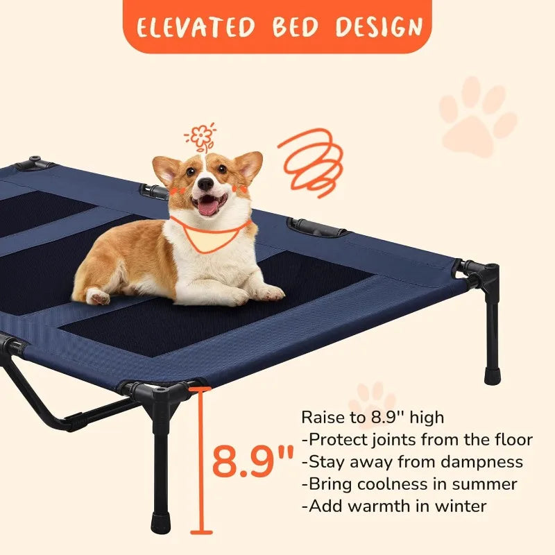 XL Cooling Elevated Dog Bed – Outdoor & Indoor, Durable Mesh & Metal Frame