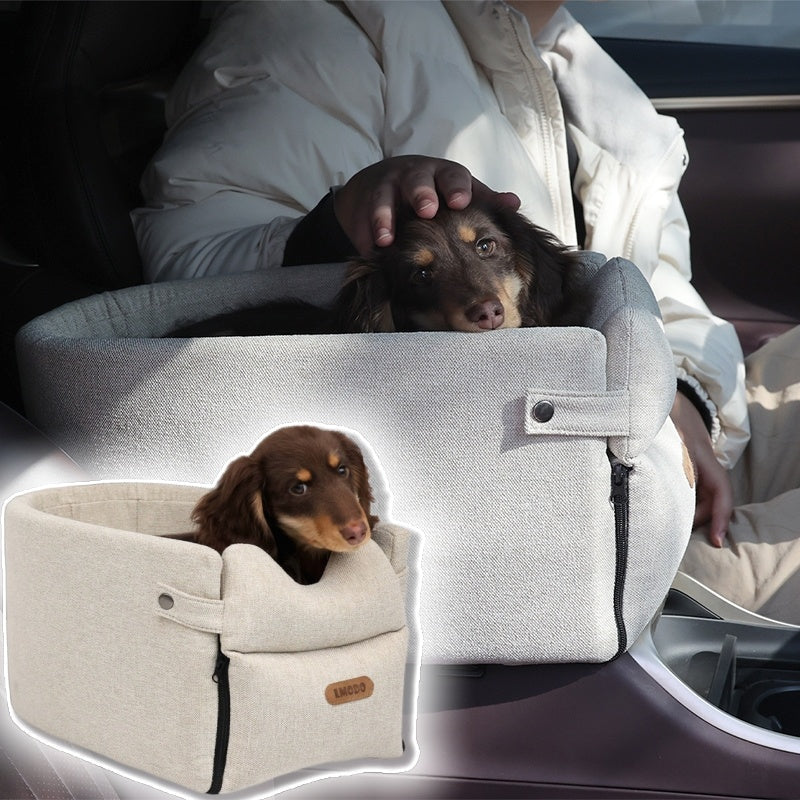 Center Console Dog Car Seat Bed β Travel Carrier for Small Dogs & Cats