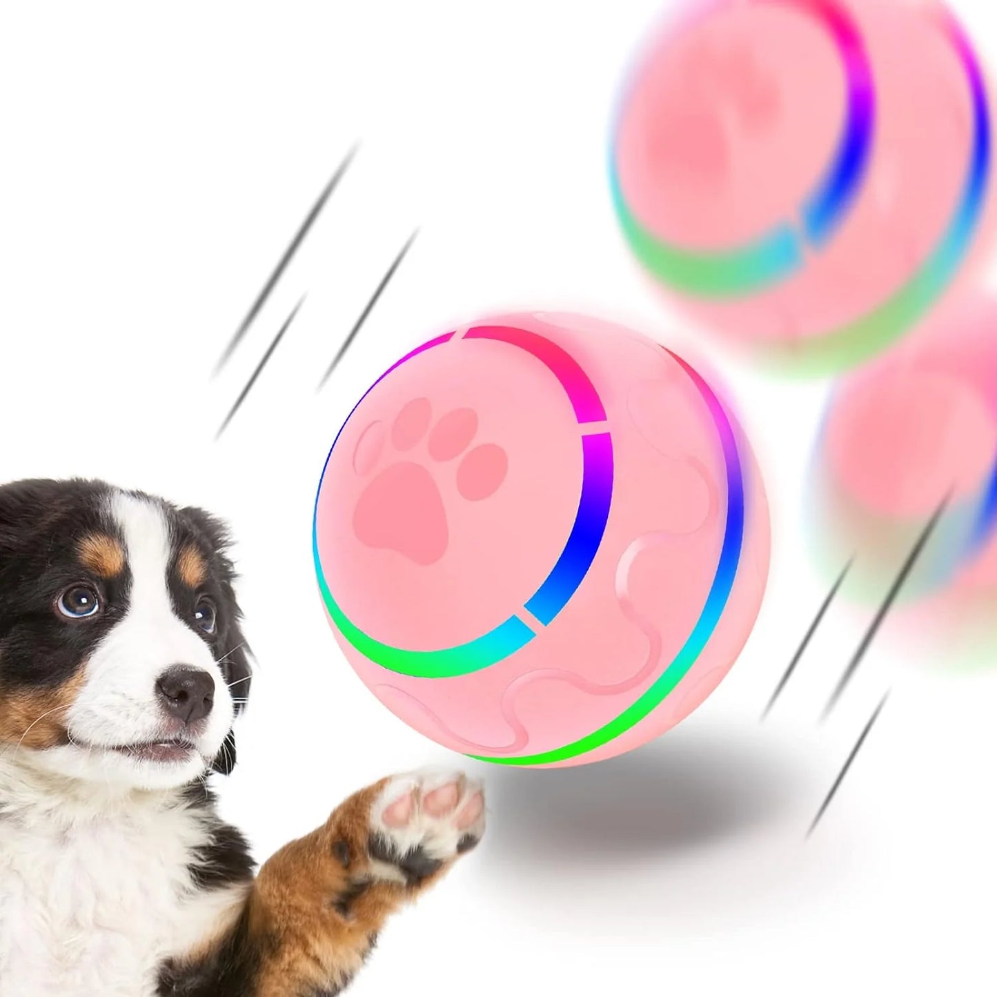Peppy Pet Ball β Interactive Rolling Dog Toy with LED Lights, Motion-Activated, Rechargeable, for Small & Medium Breeds