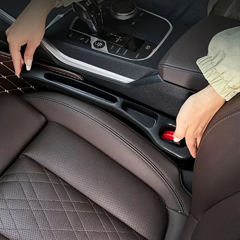 2Pc Car Seat Gap Filler Organizer – PU Leather, Waterproof, 2-Groove Car Seat Gap Storage for Phones & Essentials