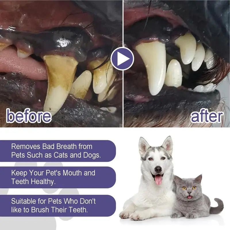 "Natural Pet Tooth Repair Gel & Breath Freshener for Dogs & Cats - Toothpaste & Cleaner for Puppies & Kittens"