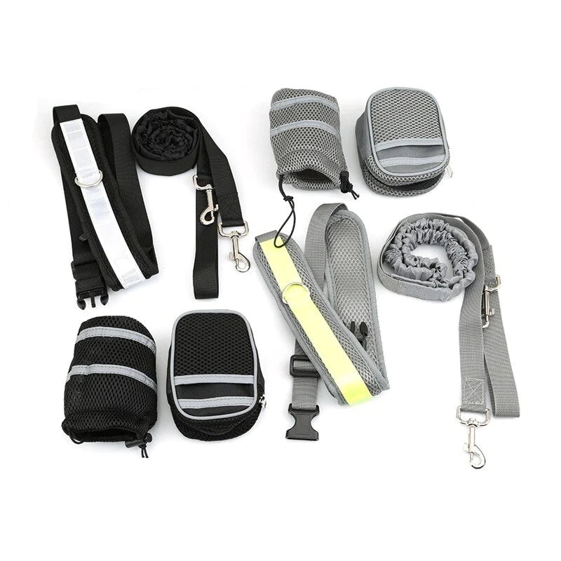 Reflective Hands-Free Dog Leash & Waist Belt Set – Adjustable for Running, Jogging, Walking, Training