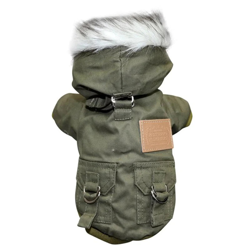Winter Dog Coat with Hood – Warm Puppy Jacket for Small & Medium Dogs, Windproof Pet Clothes for Chihuahua, Yorkie & More (Green/Khaki)