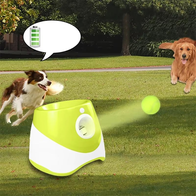 Automatic Dog Tennis Ball Launcher - Rechargeable Interactive Toy with 6 Balls for Endless Fun"