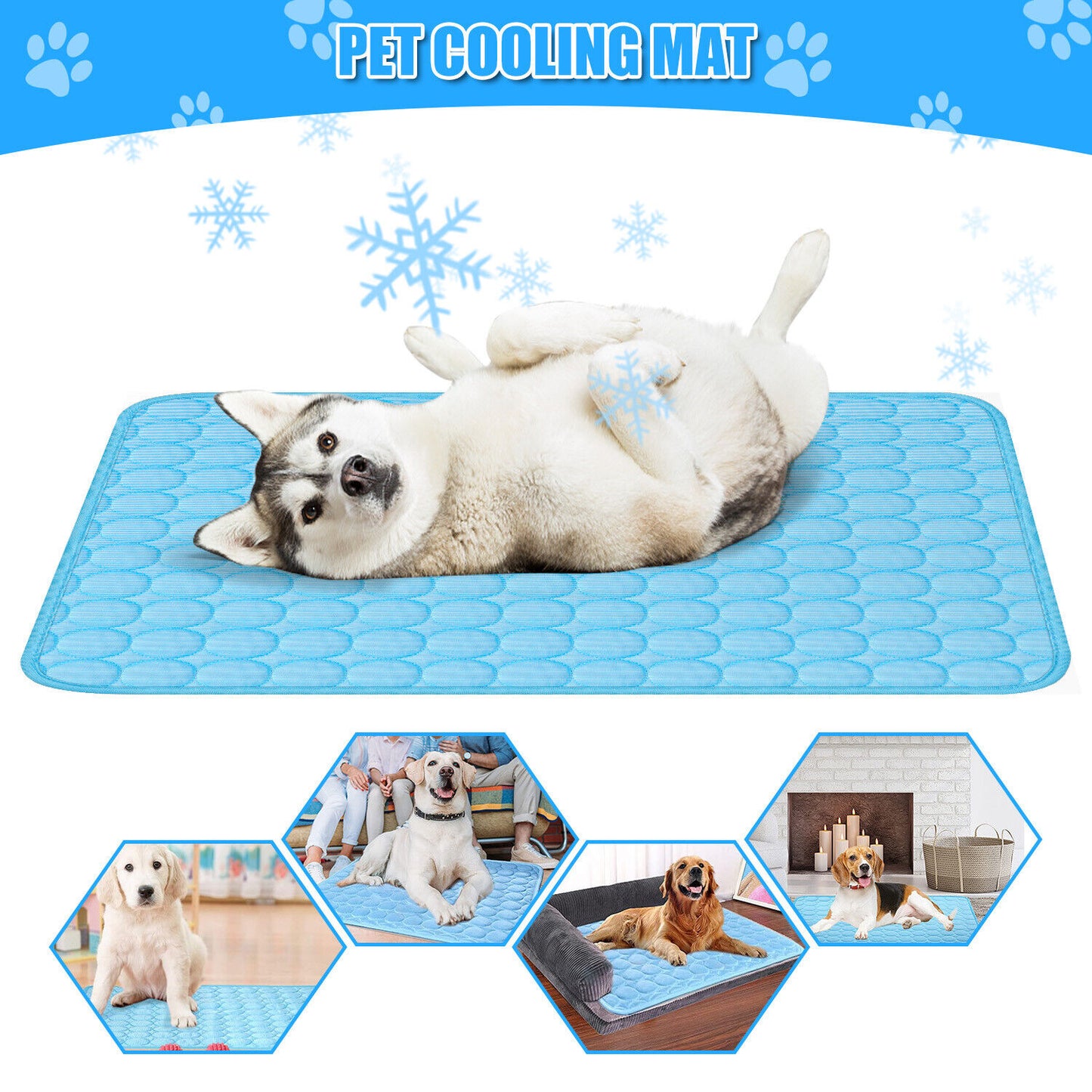Cooling Pet Mat for Dogs & Cats – Ice Silk Summer Pad, Washable, Non-Slip & Waterproof