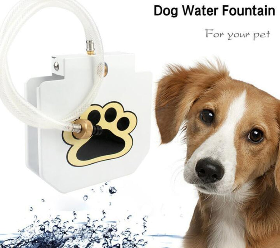 Dog Water Fountain with Hose – Paw-Activated Outdoor Hydration with Splitter & 41" Hose