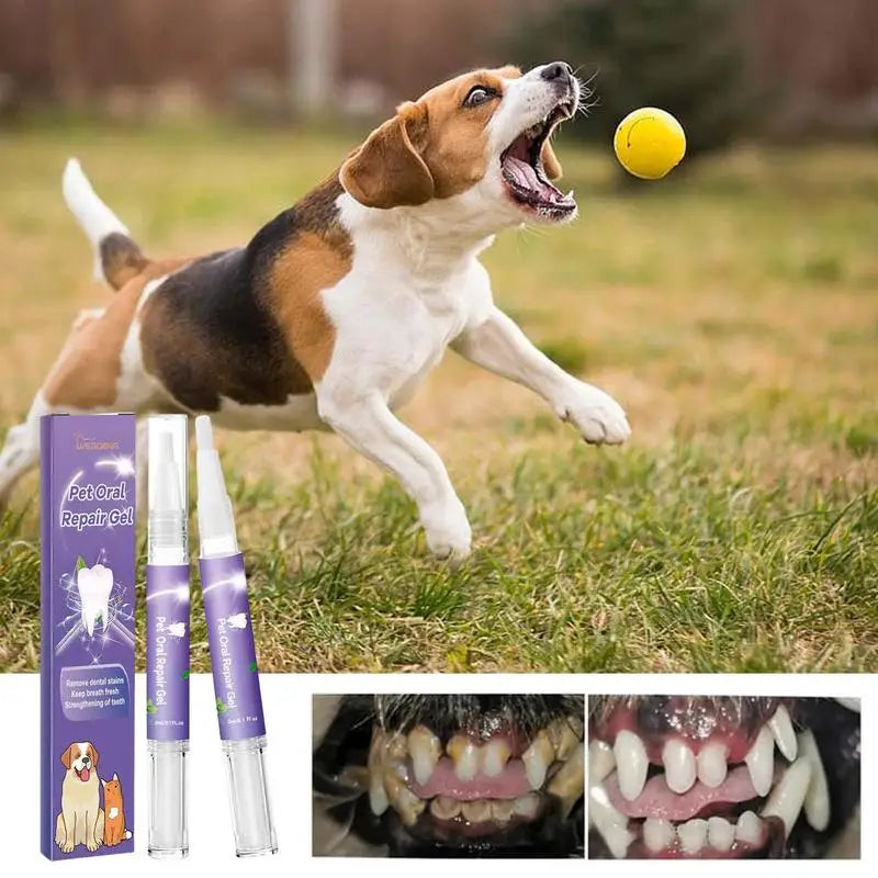 "Natural Pet Tooth Repair Gel & Breath Freshener for Dogs & Cats - Toothpaste & Cleaner for Puppies & Kittens"