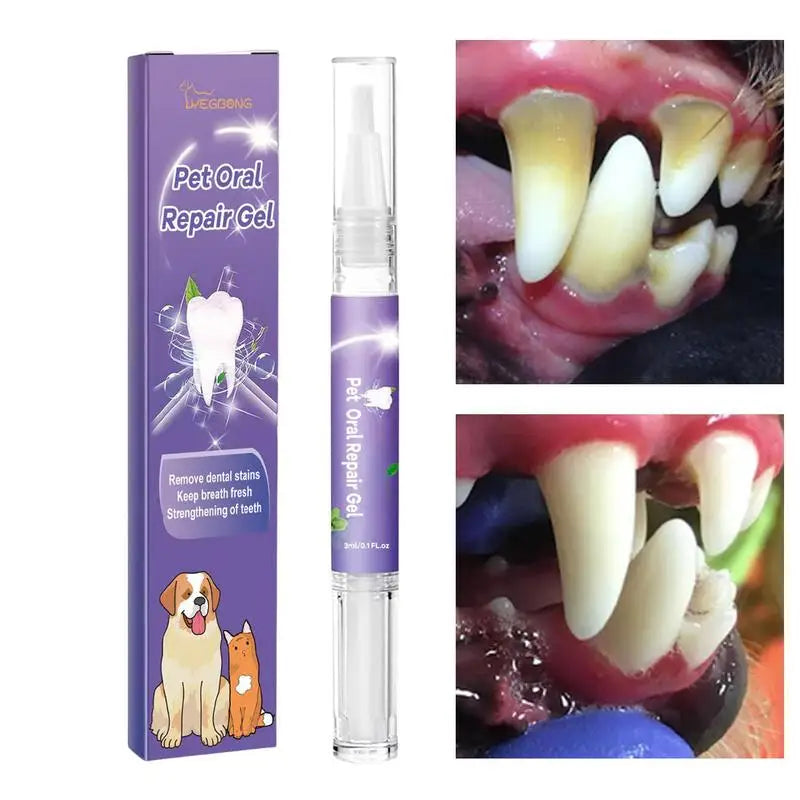 "Natural Pet Tooth Repair Gel & Breath Freshener for Dogs & Cats - Toothpaste & Cleaner for Puppies & Kittens"