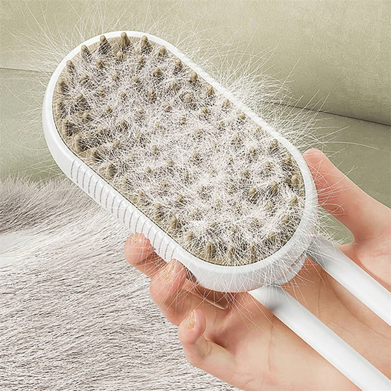 3-in-1 Steamy Pet Brush – Electric Spray Grooming Comb for Cats & Dogs | Hair Removal, Massage & Detangling
