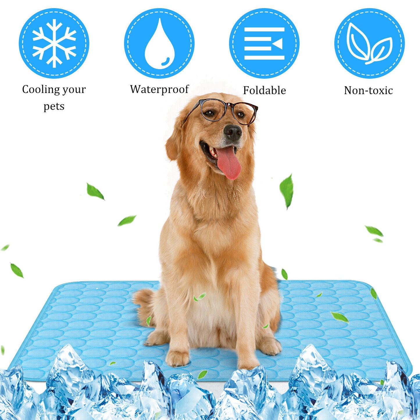 Cooling Pet Mat for Dogs & Cats – Ice Silk Summer Pad, Washable, Non-Slip & Waterproof