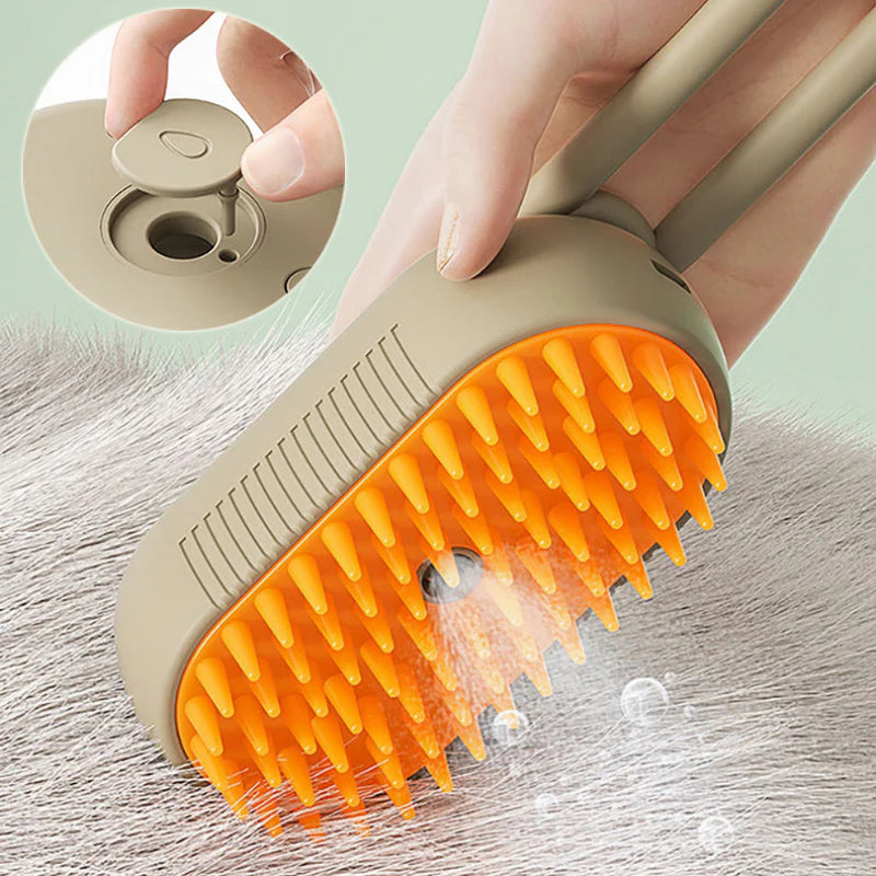 3-in-1 Steamy Pet Brush – Electric Spray Grooming Comb for Cats & Dogs | Hair Removal, Massage & Detangling