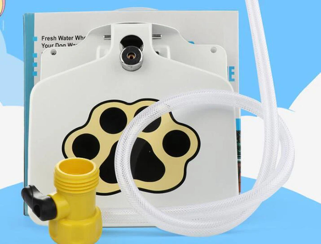 Dog Water Fountain with Hose – Paw-Activated Outdoor Hydration with Splitter & 41" Hose