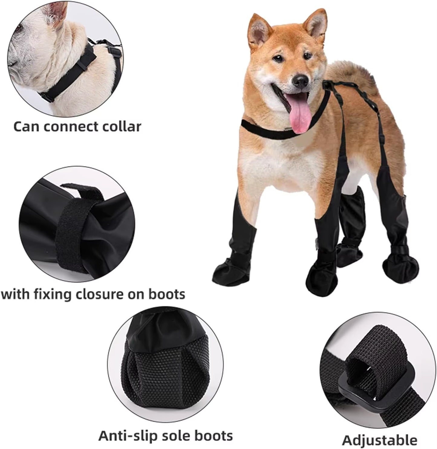 Waterproof Dog Boot Leggings with Suspenders for Small, Medium, Large Dogs – Anti-Slip Paw Protection for Snow, Rain, and Outdoor Adventures
