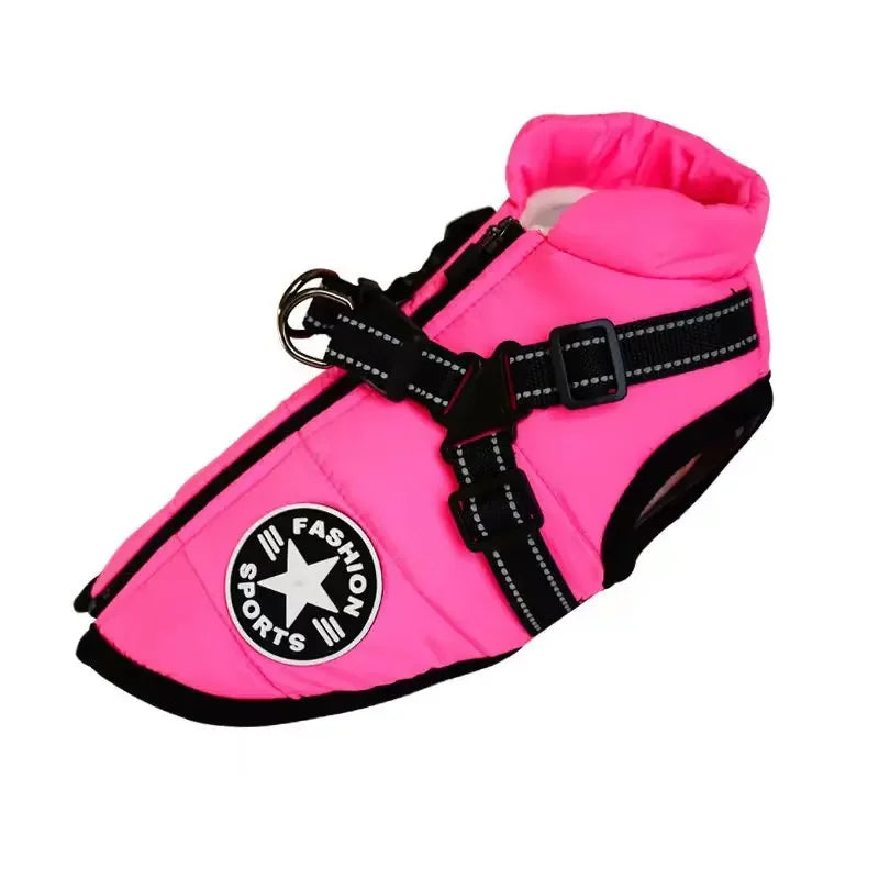 Waterproof Winter Dog Jacket with Harness – Warm Pet Coat for Large & Small Dogs (Labrador, French Bulldog, Chihuahua)