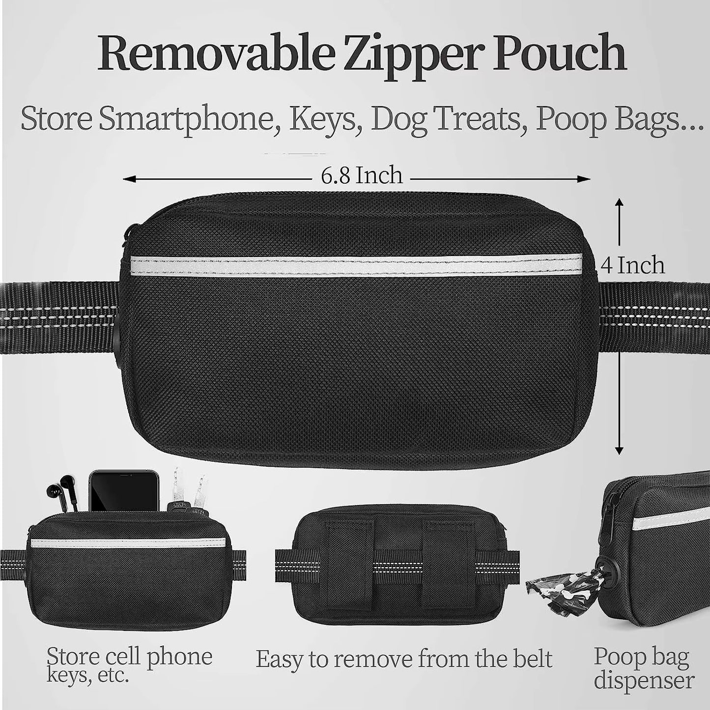 Hands-Free Bungee Dog Leash with Pouch & Padded Handles – Ideal for Walking, Running & Jogging