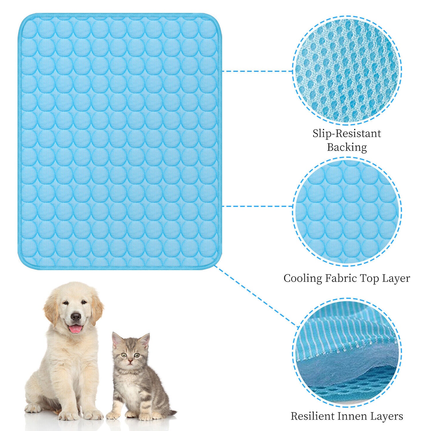 Cooling Pet Mat for Dogs & Cats – Ice Silk Summer Pad, Washable, Non-Slip & Waterproof