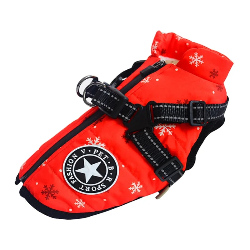Waterproof Winter Dog Jacket with Harness – Warm Pet Coat for Large & Small Dogs (Labrador, French Bulldog, Chihuahua)