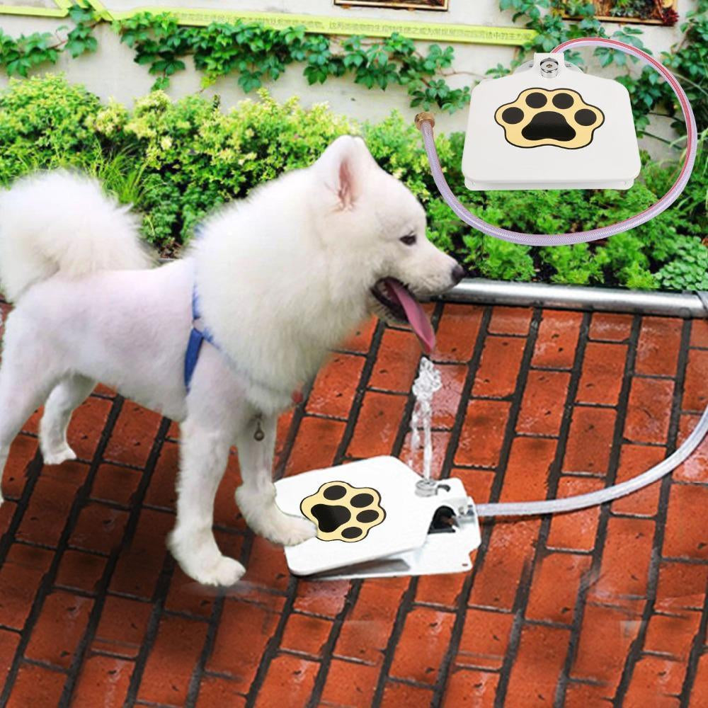 Dog Water Fountain with Hose – Paw-Activated Outdoor Hydration with Splitter & 41" Hose