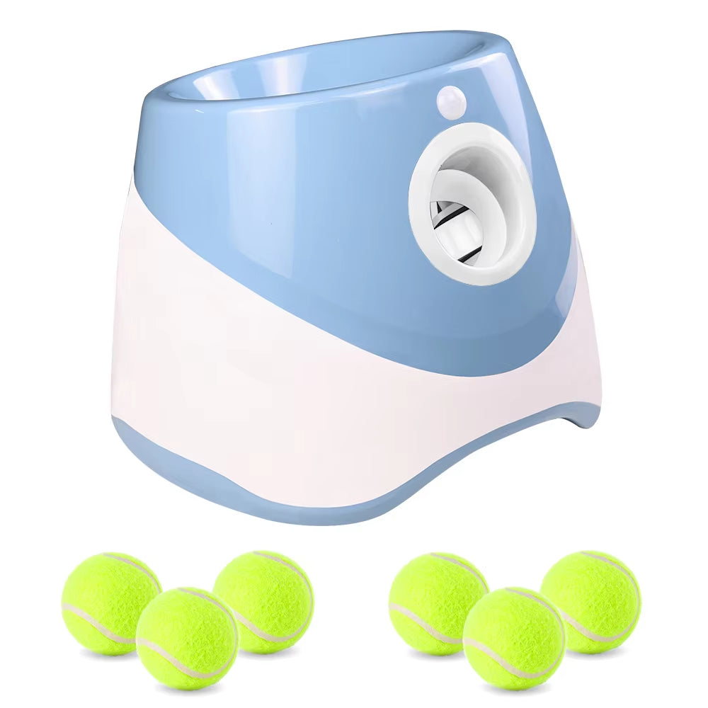 Automatic Dog Tennis Ball Launcher - Rechargeable Interactive Toy with 6 Balls for Endless Fun"