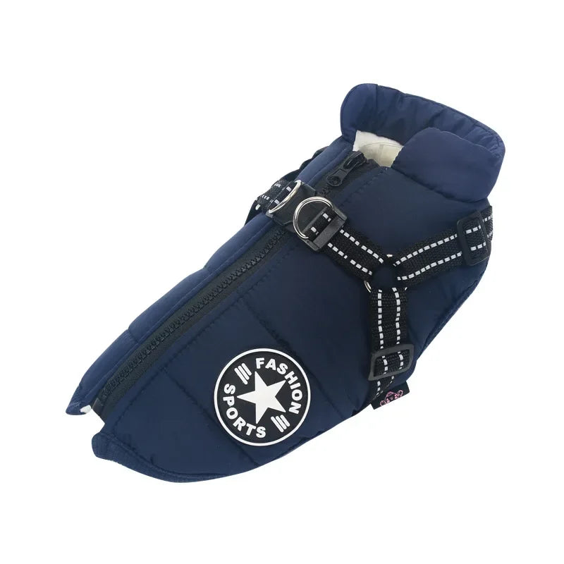 Waterproof Winter Dog Jacket with Harness – Warm Pet Coat for Large & Small Dogs (Labrador, French Bulldog, Chihuahua)