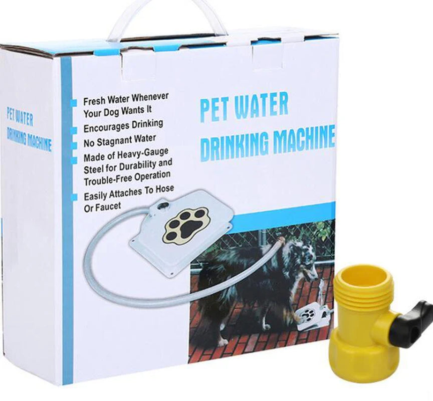 Dog Water Fountain with Hose – Paw-Activated Outdoor Hydration with Splitter & 41" Hose