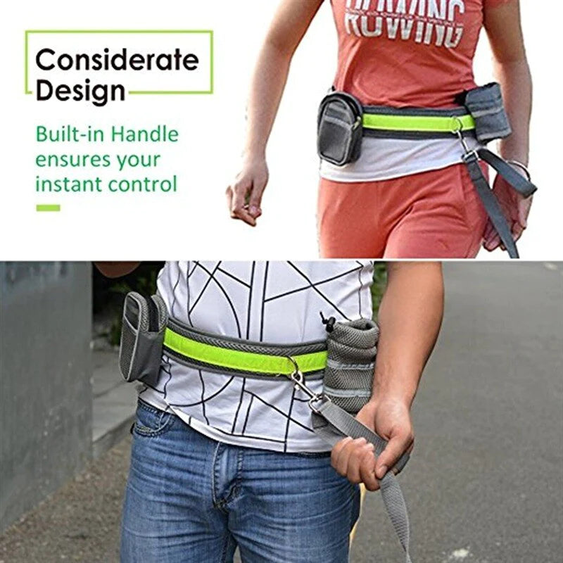 Reflective Hands-Free Dog Leash & Waist Belt Set – Adjustable for Running, Jogging, Walking, Training