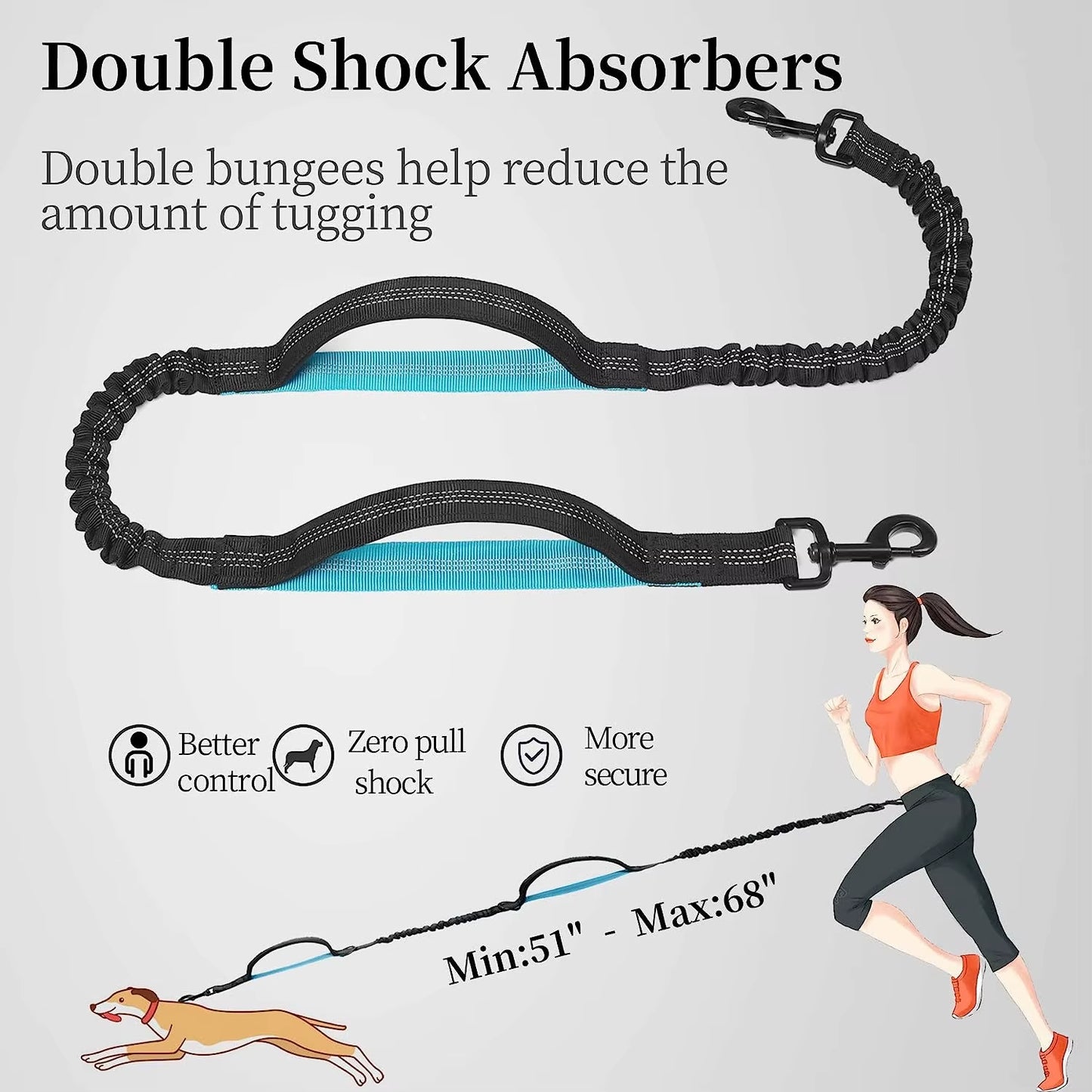 Hands-Free Bungee Dog Leash with Pouch & Padded Handles – Ideal for Walking, Running & Jogging