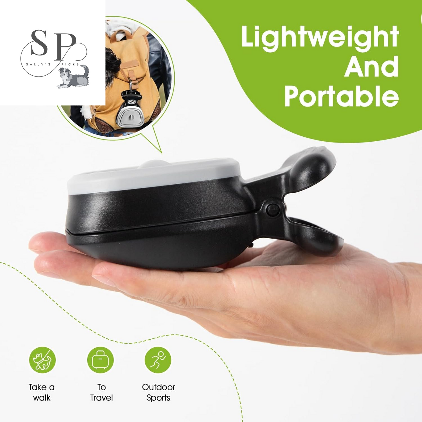 Portable Dog Pooper Scooper with Leash Clip & Waste Bag Bin β Compact Pet Waste Picker for Small & Large Dogs, Lightweight & Durable for Walking, Traveling, Camping