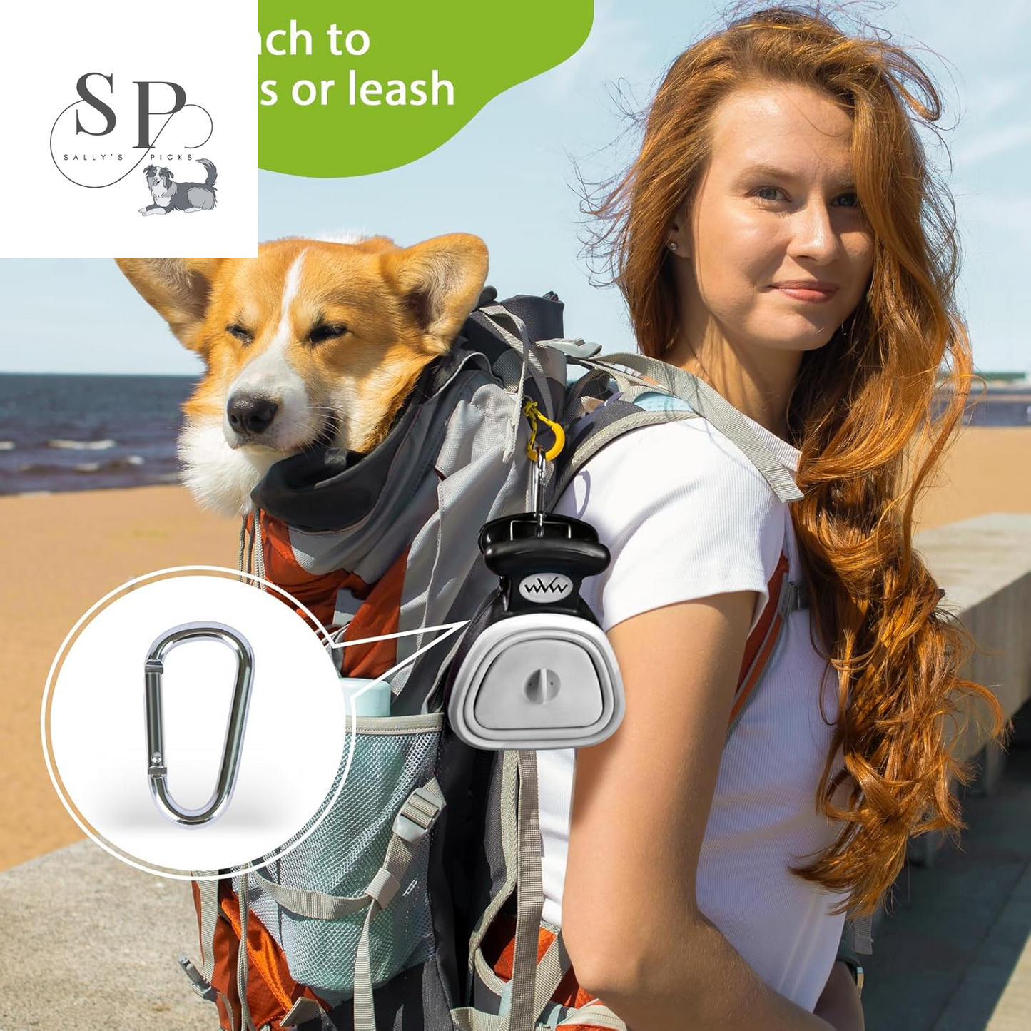 Portable Dog Pooper Scooper with Leash Clip & Waste Bag Bin β Compact Pet Waste Picker for Small & Large Dogs, Lightweight & Durable for Walking, Traveling, Camping