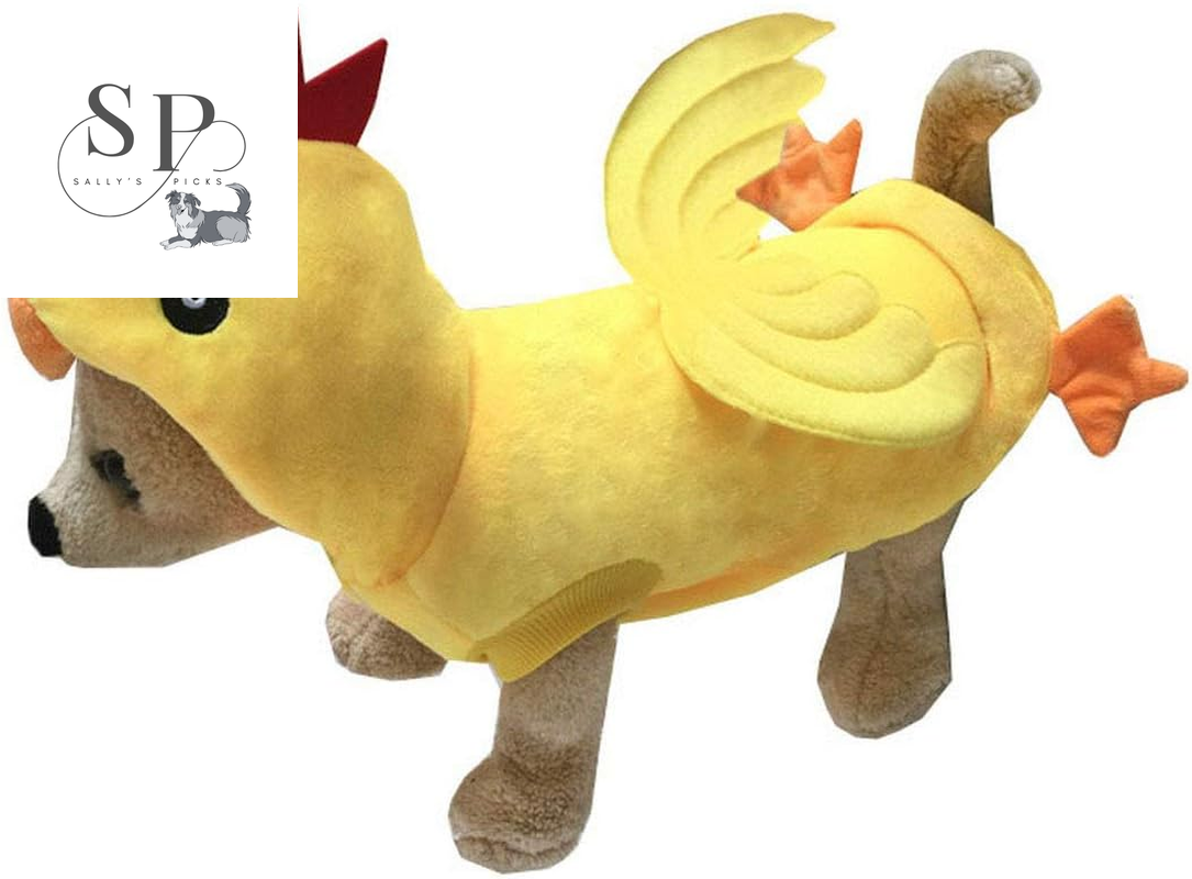 Dog Chicken Costume Hoodie – Funny Pet Halloween & Christmas Cosplay Outfit, Warm Velvet Coat with Hat & Wings (XL)