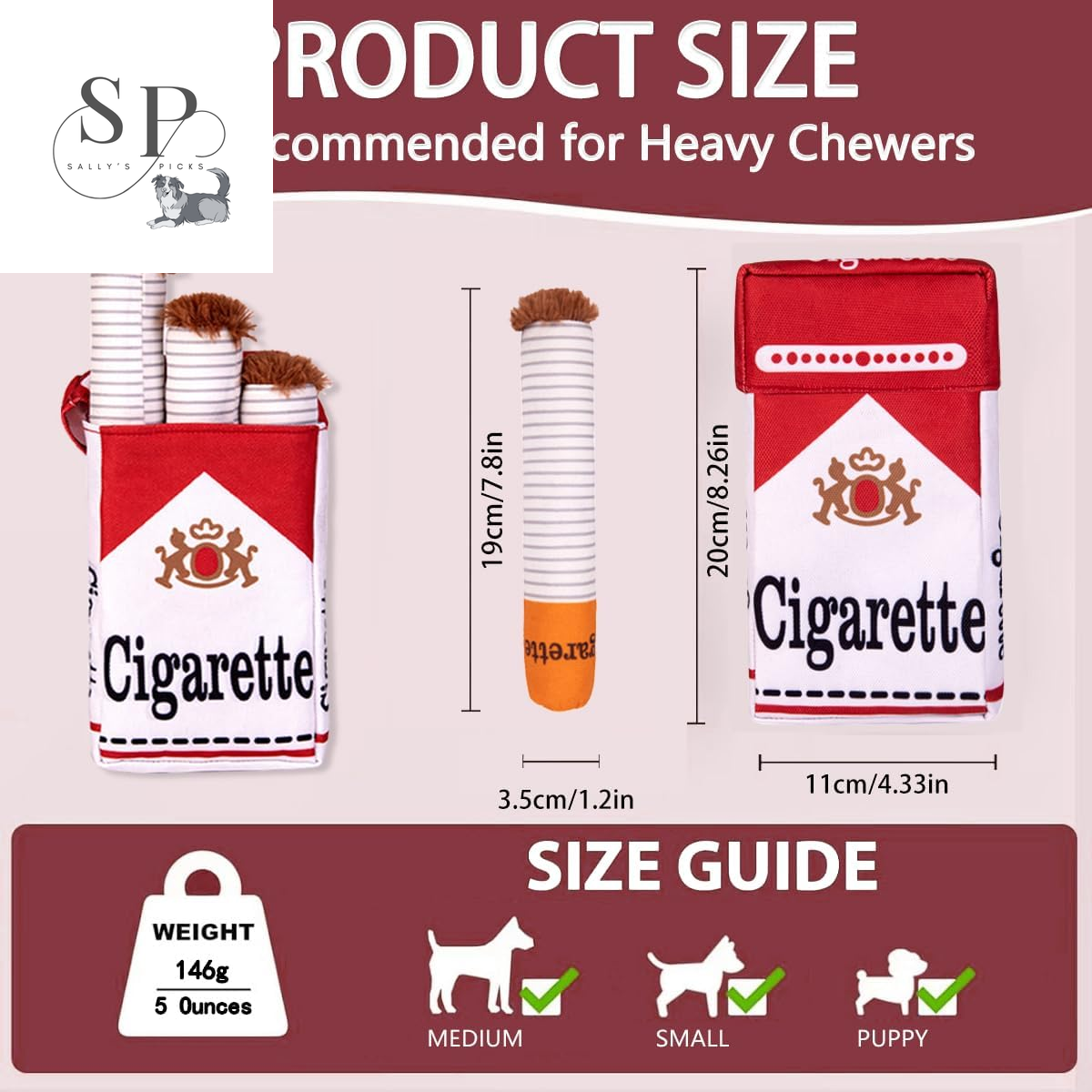 Creative Squeaky Dog Toy - 3-Pack Cigarette Design for Fun Chewing and Play