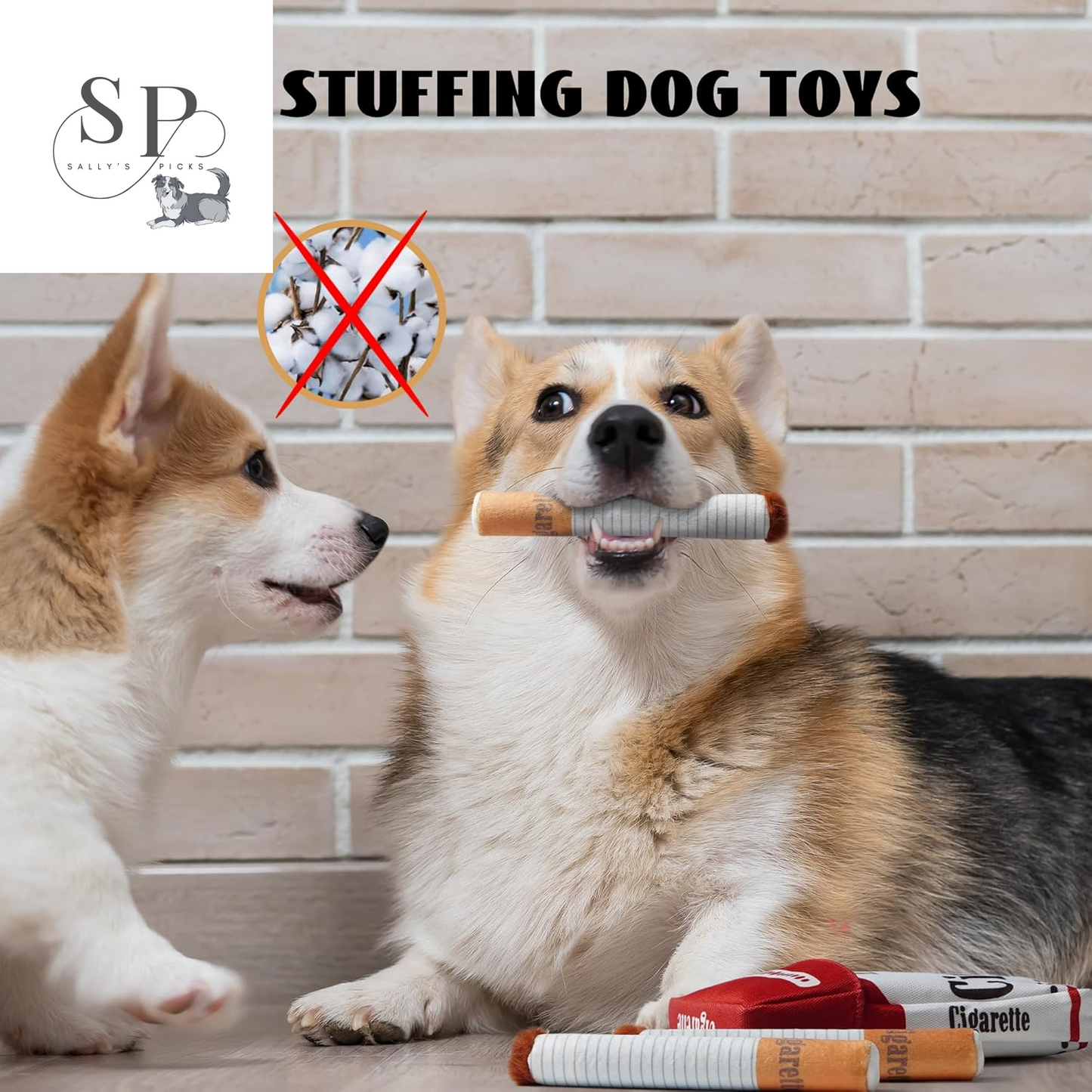 Squeaky Cigarette Dog Toy, Interactive 3-Pack Cigarette Design for Fun Chewing and Play Plush Pet Toy