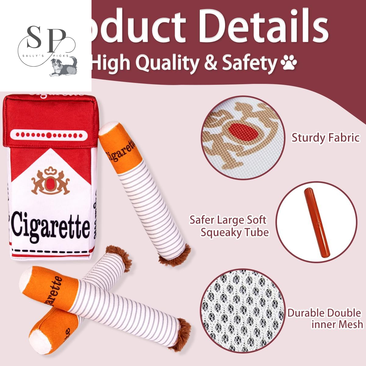 Creative Squeaky Dog Toy - 3-Pack Cigarette Design for Fun Chewing and Play