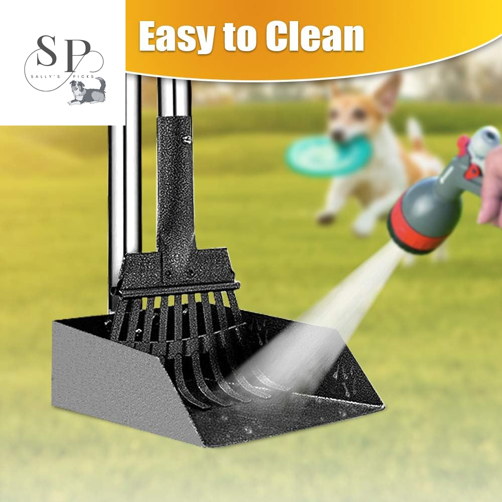 Dog Pooper Scooper with Long Handle β Heavy-Duty Stainless-Steel Tray & Rake Set, 38" No-Bend Design for Small & Medium Dogs, Easy Clean & Rust-Proof for Grass, Dirt, Gravel