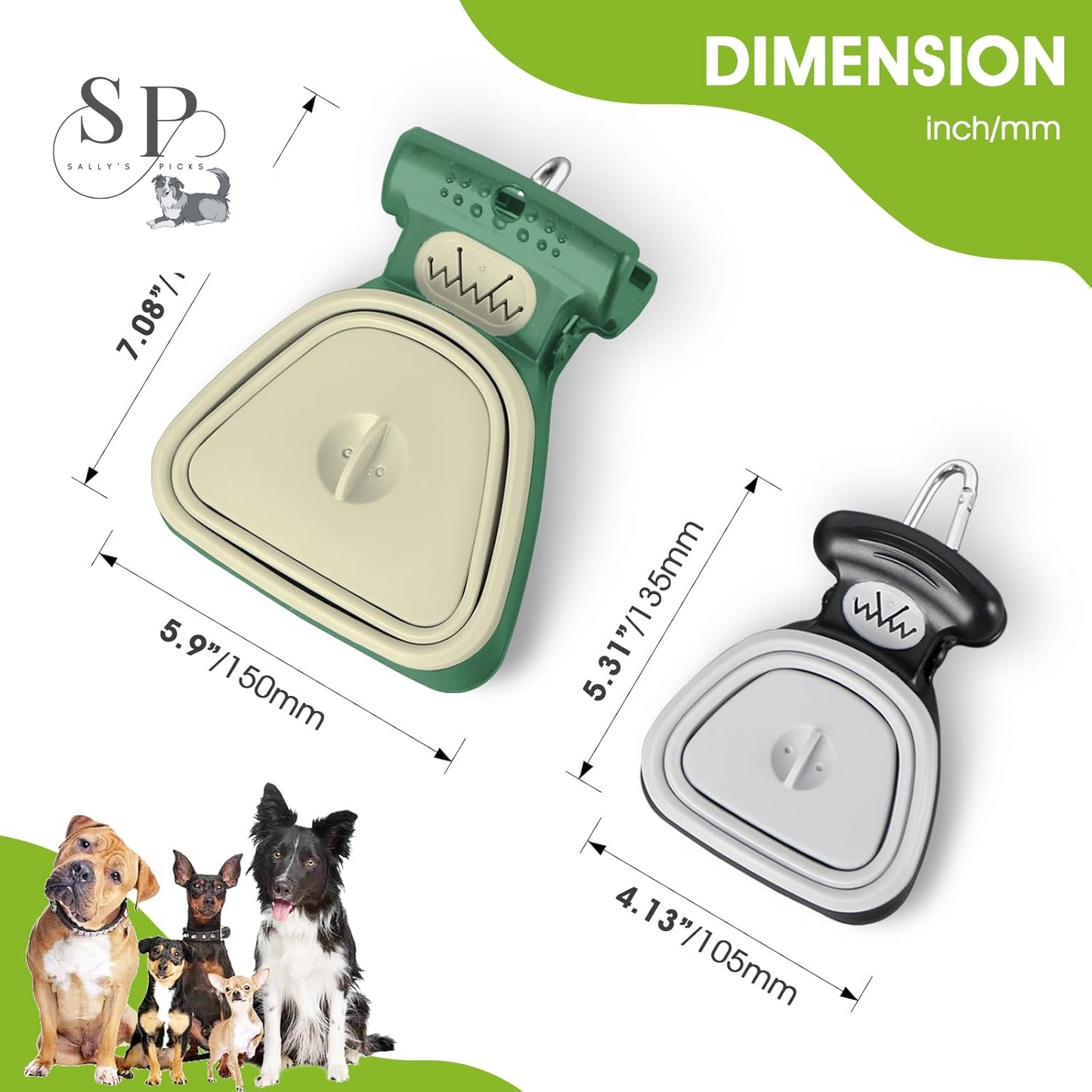 Portable Dog Pooper Scooper with Leash Clip & Waste Bag Bin β Compact Pet Waste Picker for Small & Large Dogs, Lightweight & Durable for Walking, Traveling, Camping