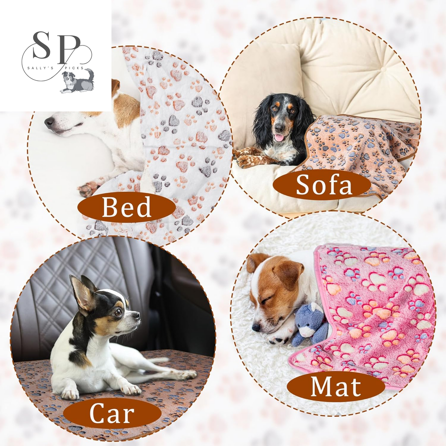 3-Pack Super Soft Fleece Pet Blankets