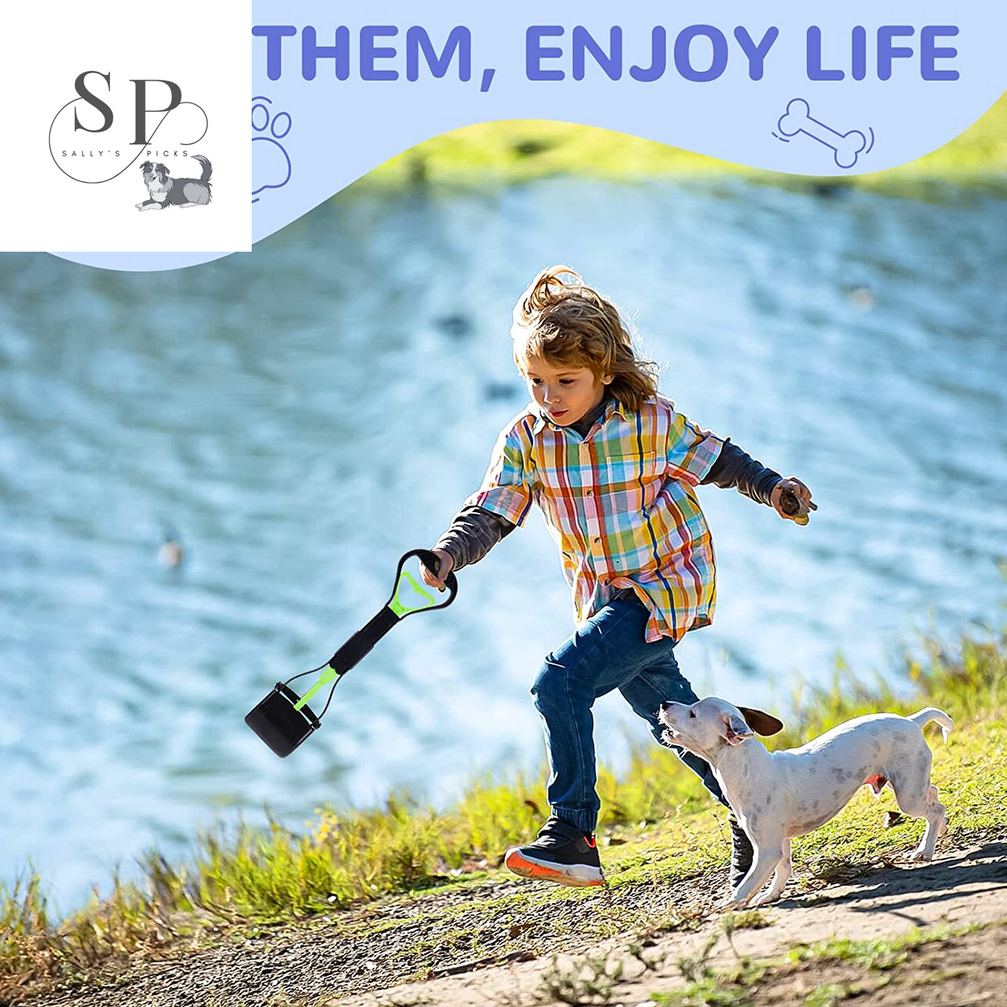 Pooper Scooper for Dogs β 17.7" Long Handle, One-Handed Pet Waste Picker, Portable & Foldable Poop Scoop for Grass, Dirt, Gravel (Green)