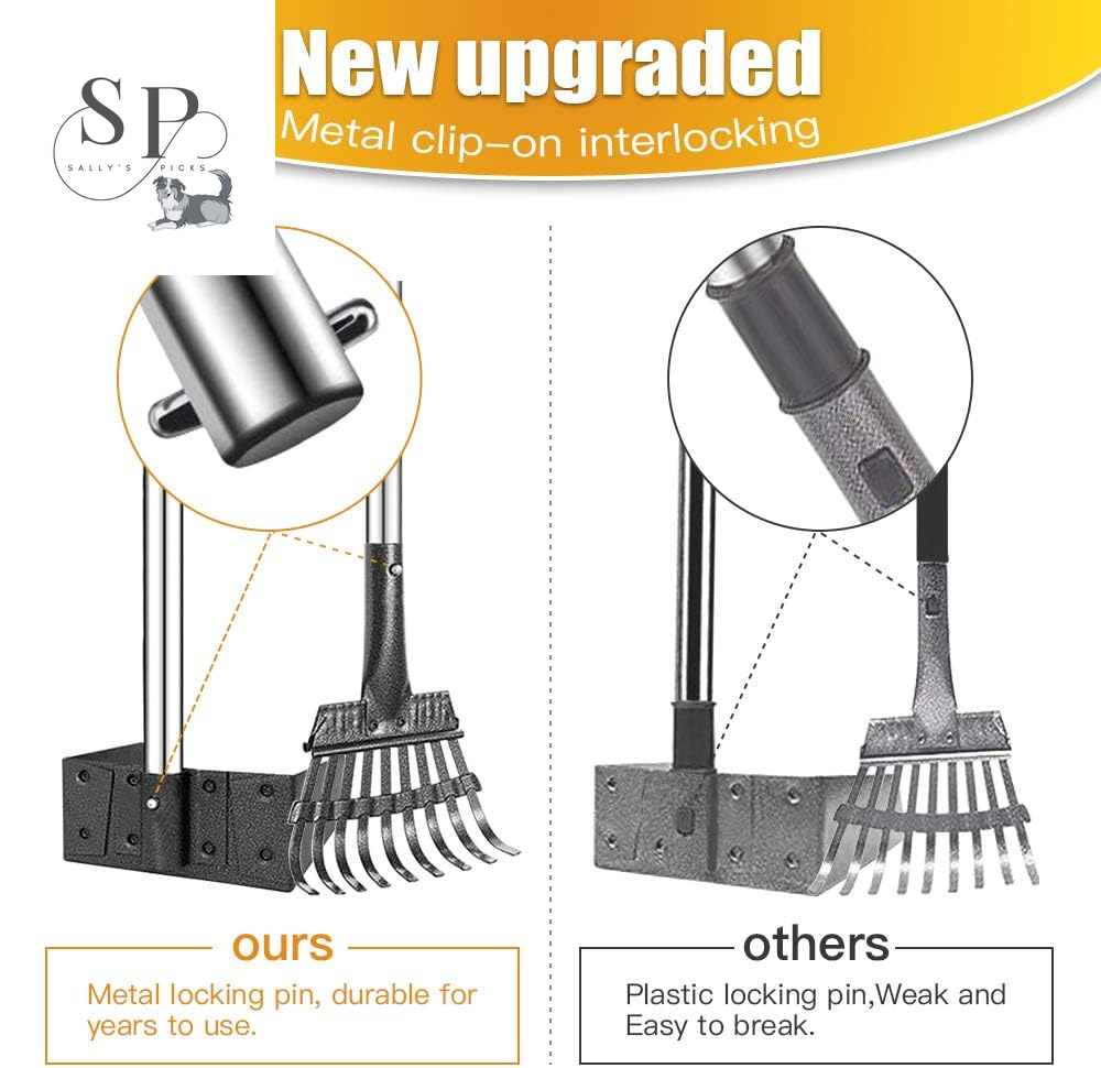 Dog Pooper Scooper with Long Handle β Heavy-Duty Stainless-Steel Tray & Rake Set, 38" No-Bend Design for Small & Medium Dogs, Easy Clean & Rust-Proof for Grass, Dirt, Gravel