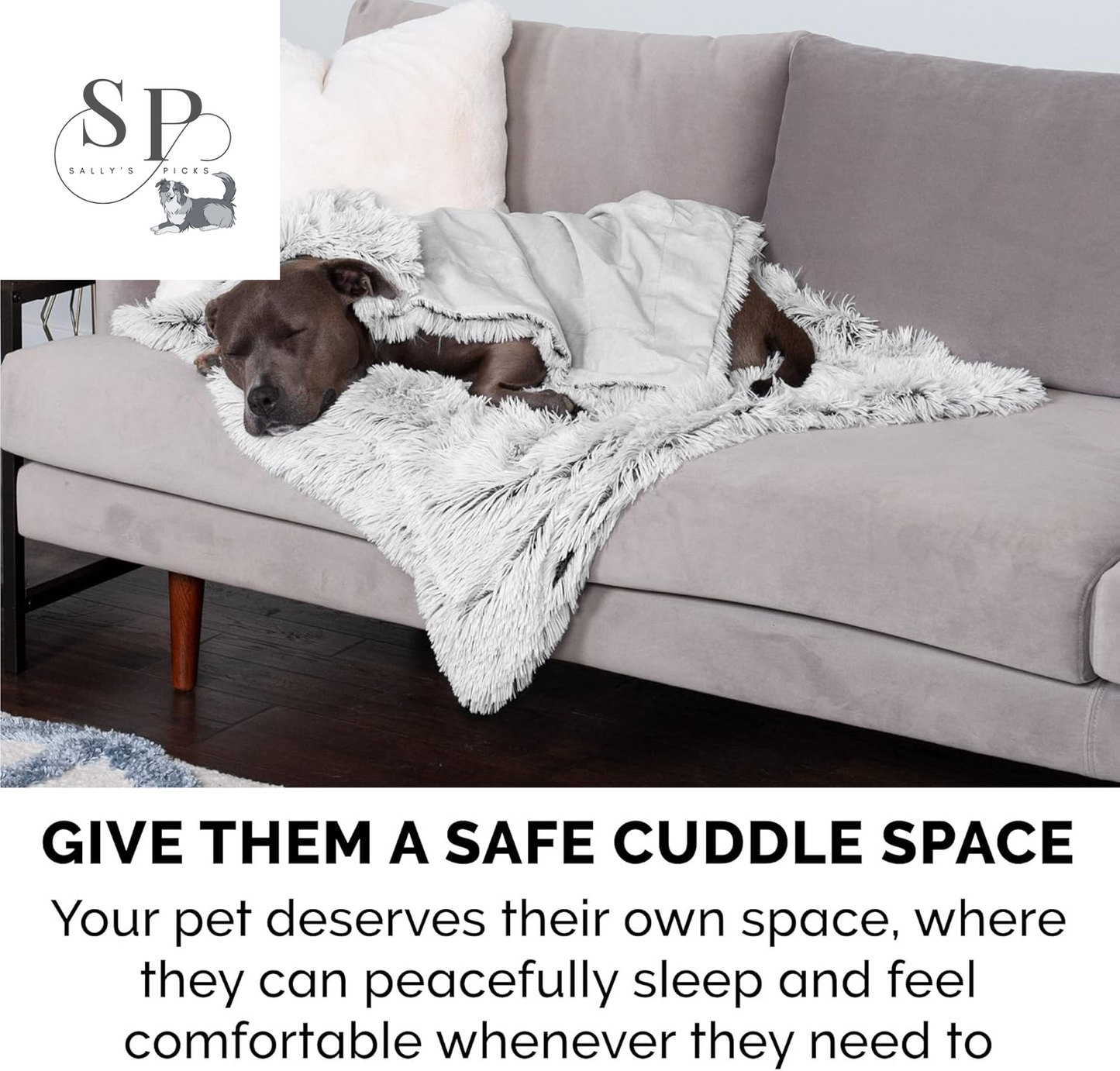 Waterproof Calming Dog & Cat Blanket – Reversible Faux Fur & Velvet Throw, Washable, Extra Large (60"x50") – Mist Gray