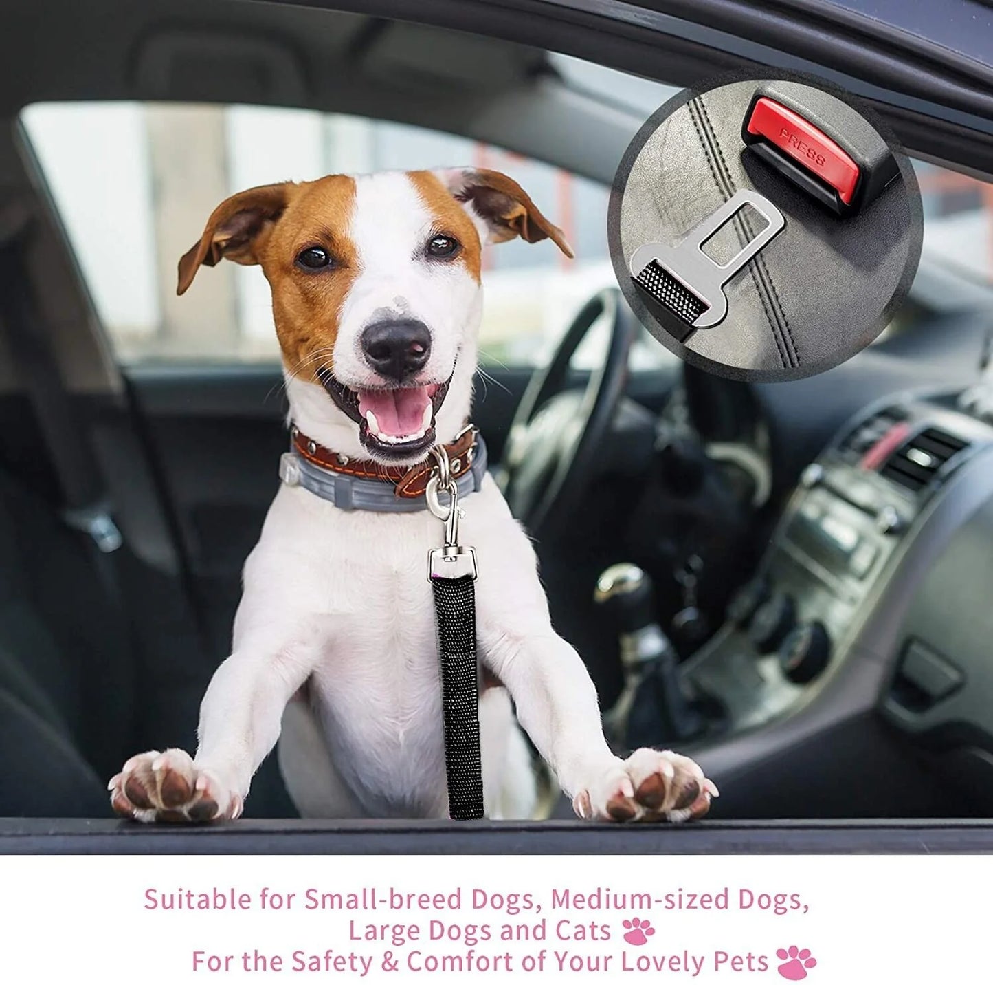 Ensure Your Pet's Safety with Our 2 Pack Adjustable Dog & Cat Seatbelt Harness – Perfect for Car Travel!