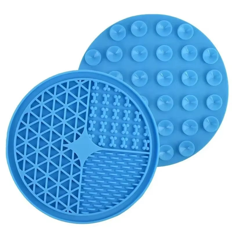 Silicone Dog Licking Mat with Suction Cups – Slow Feeder Pad for Pets